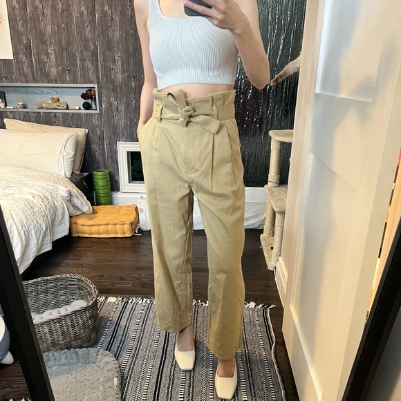 NWT OAK+FORT Beige Tie Front Trousers - Picture 1 of 5